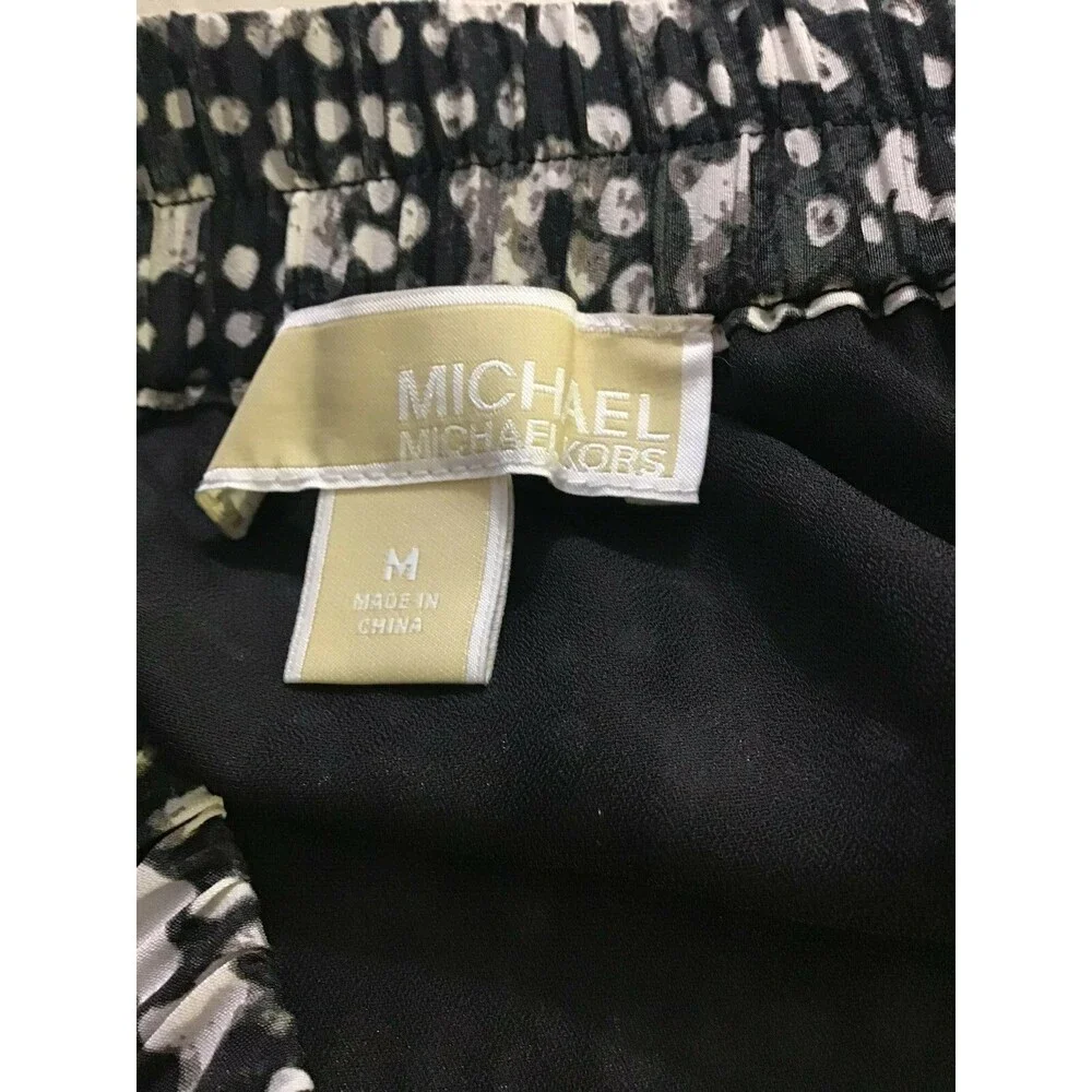 Michael Kors Maxi Skirt Womens M Black White Geometric Side Slit Self Lined